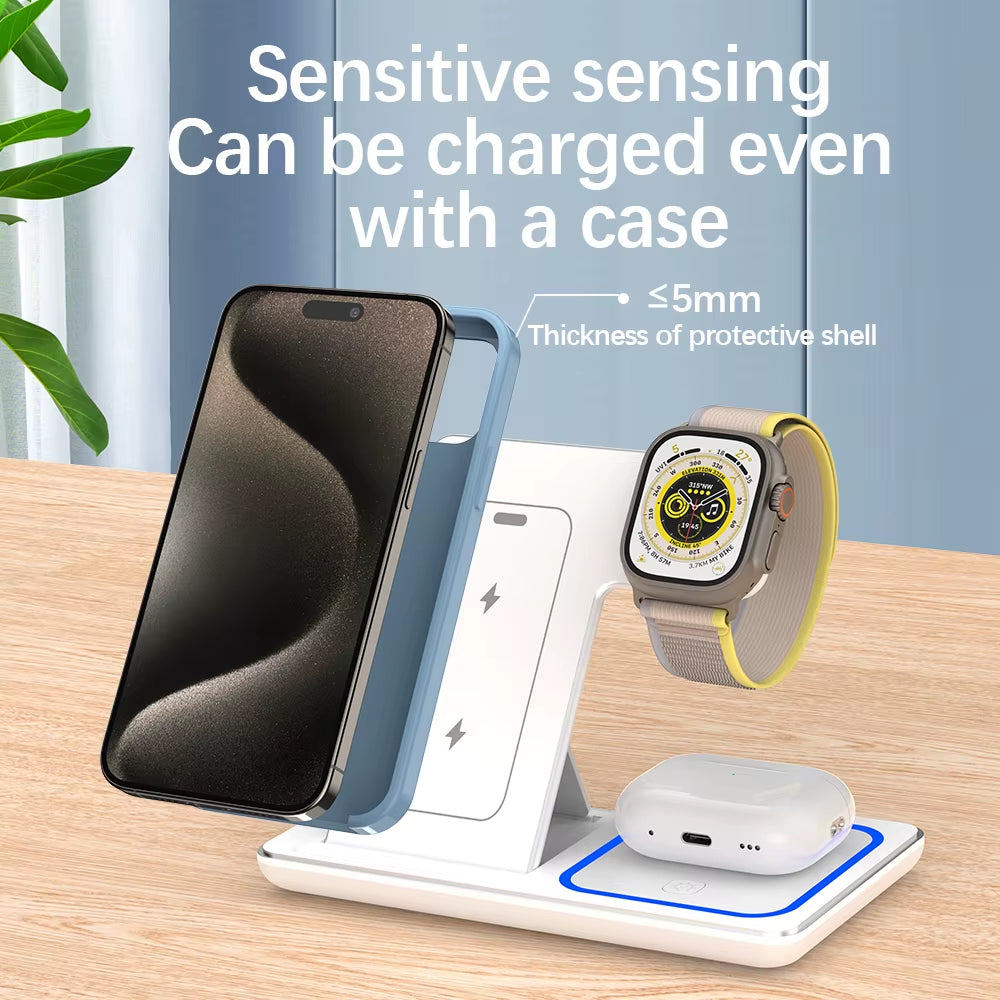 3 in 1 Foldable Wireless Charger for Phone Watch Earphones