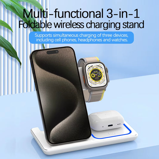 3 in 1 Foldable Wireless Charger for Phone Watch Earphones