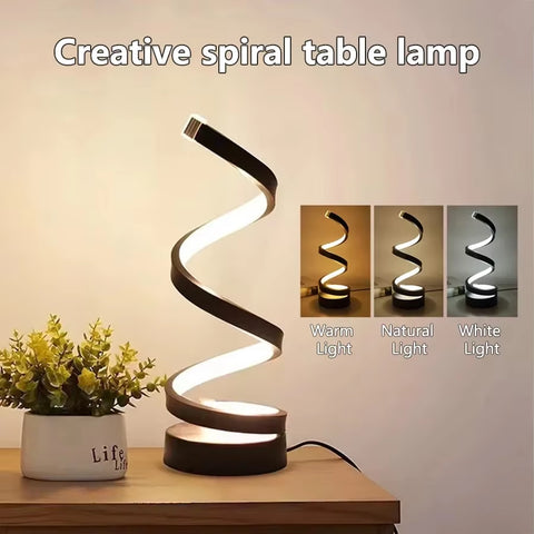 S - Shaped LED Table Lamp - 3 Color Dimmable Night Light for Stylish Home & Cafe Ambiance