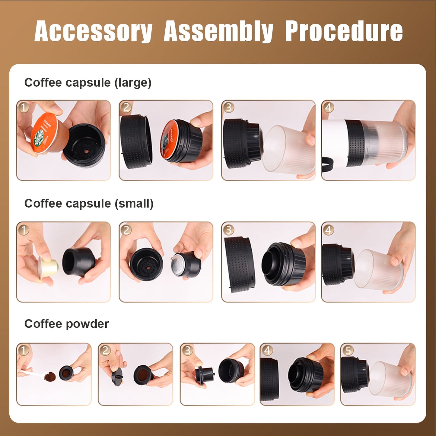 Portable Espresso Machine for Travel, 3-In-1 Mini Coffee Maker with USB-C, Compatible with NS/DG Capsules/Ground Coffee, 20 Bar, Ideal for Camping, Car, Office & Gifts, Gray