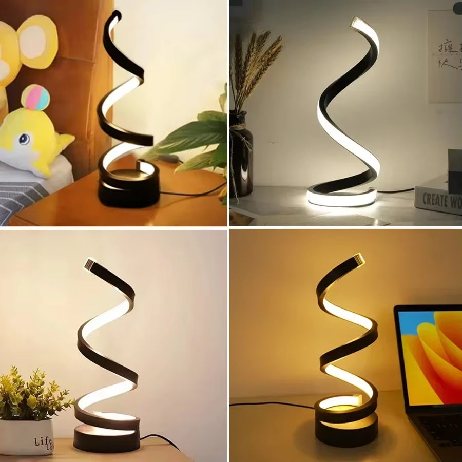 S - Shaped LED Table Lamp - 3 Color Dimmable Night Light for Stylish Home & Cafe Ambiance