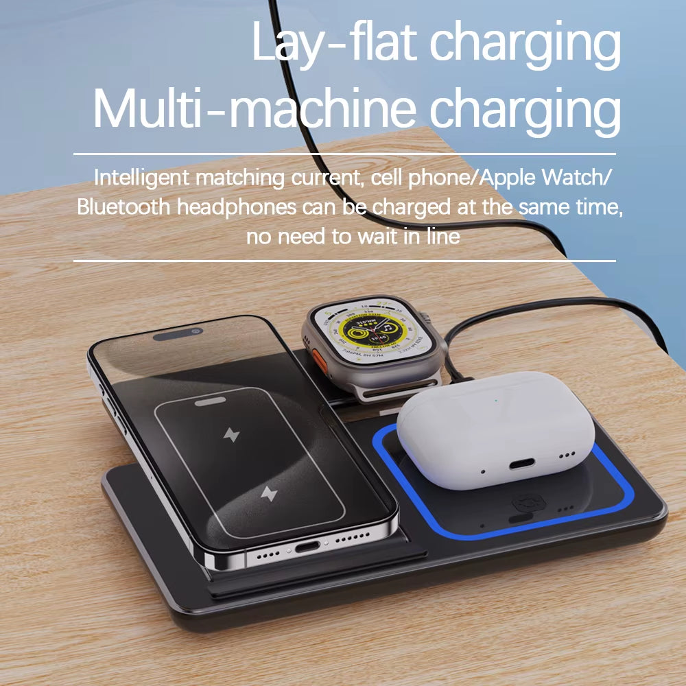 3 in 1 Foldable Wireless Charger for Phone Watch Earphones