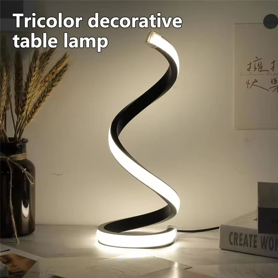 S - Shaped LED Table Lamp - 3 Color Dimmable Night Light for Stylish Home & Cafe Ambiance