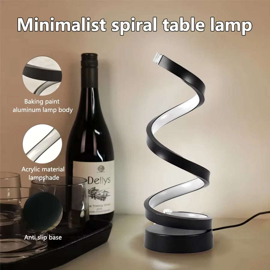 S - Shaped LED Table Lamp - 3 Color Dimmable Night Light for Stylish Home & Cafe Ambiance