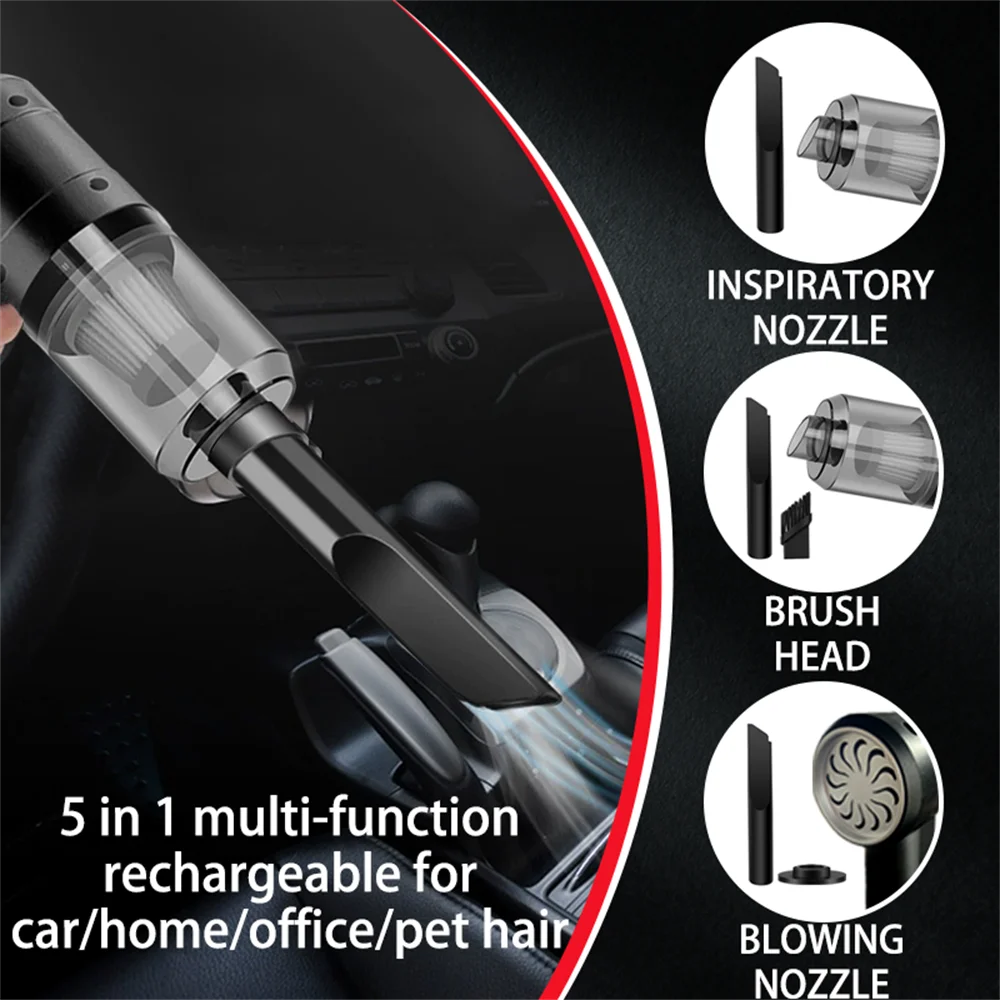 Handheld Vacuum Cordless High Power 15000PA Compressed Air Dust Collector Mini Portable Car Vacuum Cleaner Hairdryer