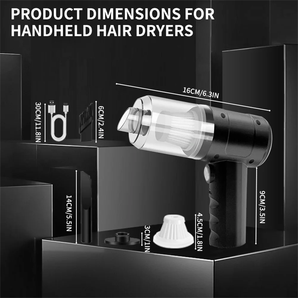 Handheld Vacuum Cordless High Power 15000PA Compressed Air Dust Collector Mini Portable Car Vacuum Cleaner Hairdryer