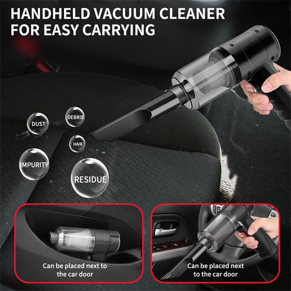 Handheld Vacuum Cordless High Power 15000PA Compressed Air Dust Collector Mini Portable Car Vacuum Cleaner Hairdryer
