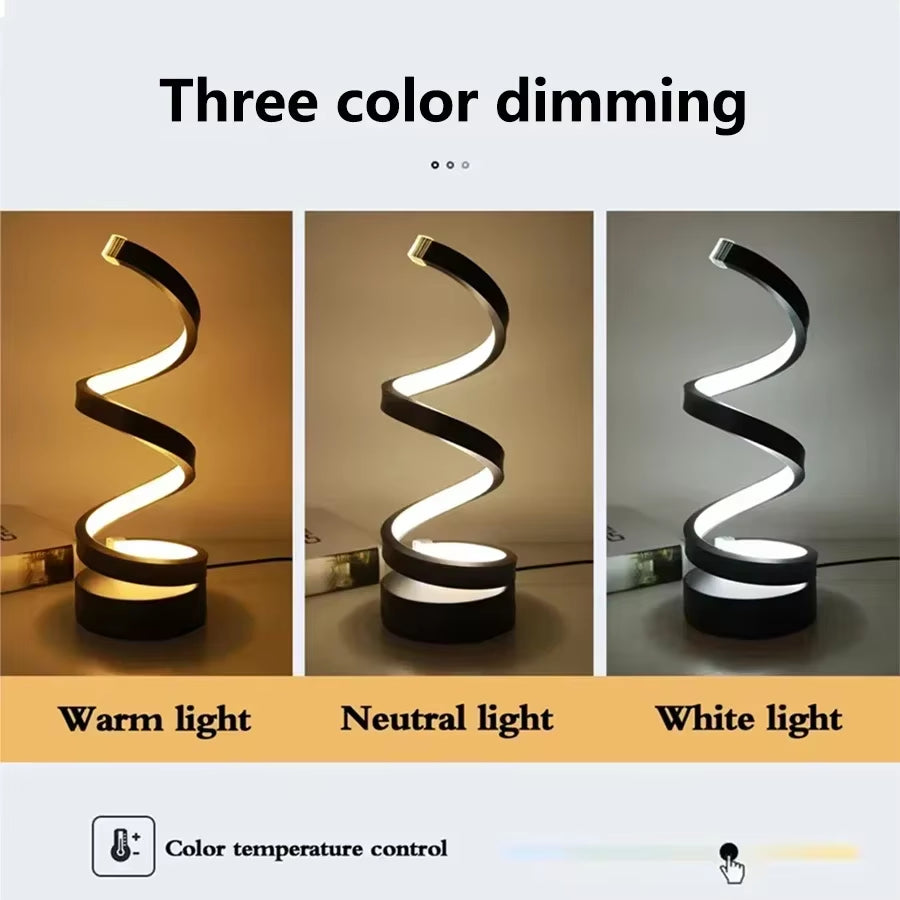 S - Shaped LED Table Lamp - 3 Color Dimmable Night Light for Stylish Home & Cafe Ambiance