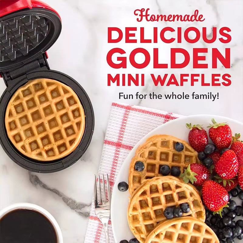 Electric Mini Waffle Maker Double-Sided Heating Home Breakfast Roaster Kitchen Small Dessert Cooking Machine