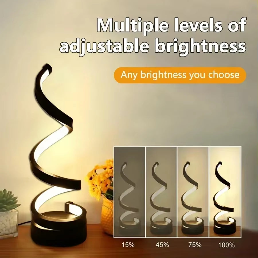S - Shaped LED Table Lamp - 3 Color Dimmable Night Light for Stylish Home & Cafe Ambiance