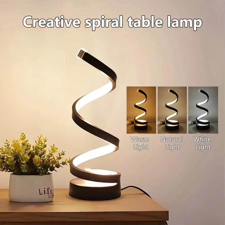 S - Shaped LED Table Lamp - 3 Color Dimmable Night Light for Stylish Home & Cafe Ambiance